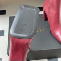 Stylish Alaia Square Heel Ankle Boots 10cm in Calf Leather 2026 AL102904 Red