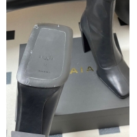 Top Design Alaia Square Heel Ankle Boots 10cm in Calf Leather 2026 AL102904 Black