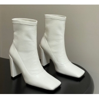 Shop Duplicate Alaia Square Heel Ankle Boots 10cm in Calf Leather 2026 AL102904 White