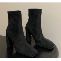 Popular Style Alaia Square Heel Ankle Boots 10cm in Suede 2026 AL102905 Black