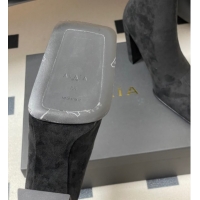 Popular Style Alaia Square Heel Ankle Boots 10cm in Suede 2026 AL102905 Black