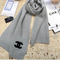 Inexpensive Chanel Cashmere Wool Long Scarf 30x175cm CH010603 Grey 2026