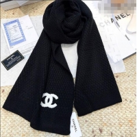 Top Quality Chanel Cashmere Wool Long Scarf 30x175cm CH010603 Black 2026
