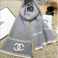 Buy Well Crafted Chanel Wool Cashmere Long Scarf 30x175cm CH010604 Grey 2026