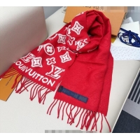 Grade Design Louis Vuitton LV 3D Monogram Wool Cashmere Long Scarf 34x200cm LV010603 Red 2026