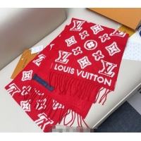 Grade Design Louis Vuitton LV 3D Monogram Wool Cashmere Long Scarf 34x200cm LV010603 Red 2026