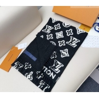 Reasonable Price Louis Vuitton LV 3D Monogram Wool Cashmere Long Scarf 34x200cm LV010603 Black 2026