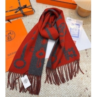 Discount Hermes Sciarpa Casaque Porte-Clefs Cashmere Long Scarf 32x180cm 6041 Orange/Grey 2026