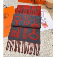 Discount Hermes Sciarpa Casaque Porte-Clefs Cashmere Long Scarf 32x180cm 6041 Orange/Grey 2026