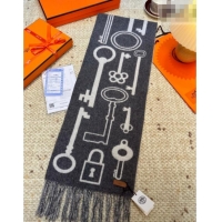 Promotional Hermes Sciarpa Casaque Porte-Clefs Cashmere Long Scarf 32x180cm 6041 Grey/White 2026