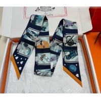 Big Discount Hermes Silk Twilly Bandeau Scarf 5x86cm HS010603 Dark Blue 2026