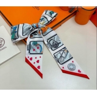 Top Quality Hermes Silk Twilly Bandeau Scarf 5x86cm HS010603 White 2026