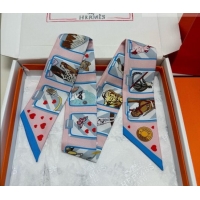 Low Cost Hermes Silk Twilly Bandeau Scarf 5x86cm HS010603 Pink 2026