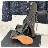 Sophisticated Alaia Openwork Pendant Leather Wedge Ankle Boots 2026 AL102906 Black