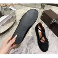 Most Popular Alaia Le Teckel Ballet Flats in Suede with Cross Strap 2026 AL102907 Black
