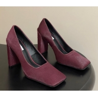 Good Quality Alaia Square Pumps 10cm in Haircalf Burgundy AL102908 1029133