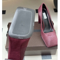 Good Quality Alaia Square Pumps 10cm in Haircalf Burgundy AL102908 1029133