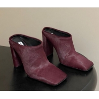 Good Quality Alaia Square Mules 10cm in Haircalf Burgundy AL102908 1029136