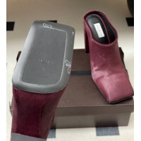 Good Quality Alaia Square Mules 10cm in Haircalf Burgundy AL102908 1029136