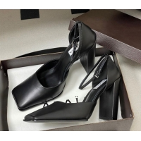 Best Grade Alaia Square D'Orsay Mary Janes Pumps 10cm in Calf Leather Black 2026 AL102909 1029138