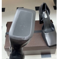 Best Grade Alaia Square D'Orsay Mary Janes Pumps 10cm in Calf Leather Black 2026 AL102909 1029138