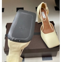 Buy Luxury Alaia Square D'Orsay Mary Janes Pumps 10cm in Calf Leather White 2026 AL102909 1029139