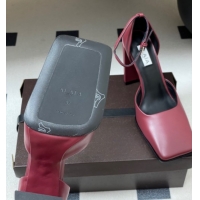 Pretty Style Alaia Square D'Orsay Mary Janes Pumps 10cm in Calf Leather Red 2026 AL102909 1029140