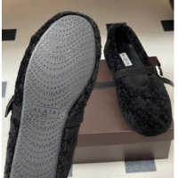 Classic Hot Alaia Ballet Flats in Shearling Wool Black 2026 AL102911 1029147