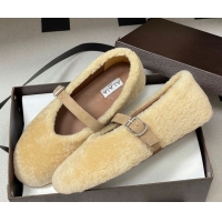 Stylish Alaia Ballet Flats in Shearling Wool Beige 2026 AL102911 1029148