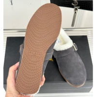 Purchase Alaia Suede and Wool Flat Mules with Buckle Dark Grey 2026 AL102912 1029154