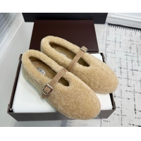 Best Product Alaia Ballet Flats in Shearling Wool Beige 2026 AL120901 1209002