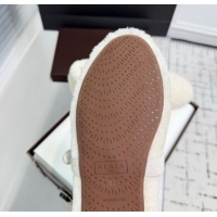 Top Grade Alaia Ballet Flats in Shearling Wool White 2026 AL120901 1209003