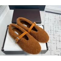 Best Price Alaia Ballet Flats in Shearling Wool Brown2 2026 AL120901 51209004
