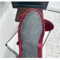 Popular Style Alaia Ballet Flats in Shearling Wool Burgundy 2026 AL120901 1209006