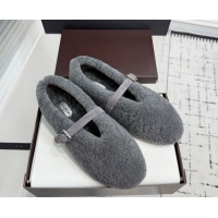 Alaia Ballet Flats in Shearling Wool Grey 2026 AL120901 1209007