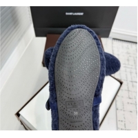 Luxurious Alaia Ballet Flats in Shearling Wool Dark Blue 2026 AL120901 1209008