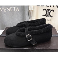 Top Quality Alaia Ballet Flats in Suede and Wool Black AL102901 1209009