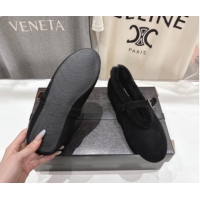 Top Quality Alaia Ballet Flats in Suede and Wool Black AL102901 1209009