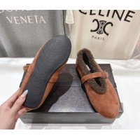 Charming Alaia Ballet Flats in Suede and Wool Brown AL102901 1209010