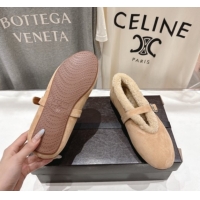 Buy Luxury Alaia Ballet Flats in Suede and Wool Beige AL102901 1209011