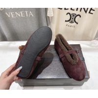 Perfect Alaia Ballet Flats in Suede and Wool Dark Brown AL102901 1209012