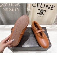 Good Taste Alaia Ballet Flats in Leather and Wool Brown AL102901 1209014