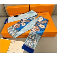 Promotional Louis Vuitton Bandeau Silk Scarf 8x120cm LV010605 Blue 2026
