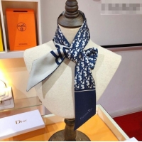 Unique Grade Dior Bandeau Silk Scarf 6x105cm Blue Oblique DR010601 2026