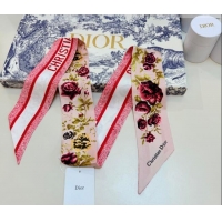 Good Quality Dior D-Millefiori Bandeau Silk Scarf 6x100cm DR010602 Pink 2026