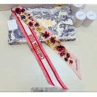 Good Quality Dior D-Millefiori Bandeau Silk Scarf 6x100cm DR010602 Pink 2026