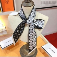 Discount Chanel Bloom Silk Scarf 6x120cm CH010606 Black 2026