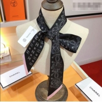 Good Looking Chanel Bloom Silk Scarf 6x120cm CH010607 Black 2026