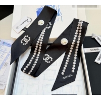 Best Quality Chanel Beads Silk Scarf 6x120cm CH010608 Black 2026