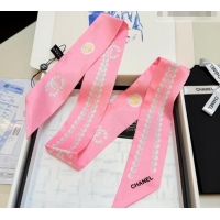 Top Grade Chanel Beads Silk Scarf 6x120cm CH010608 Pink 2026